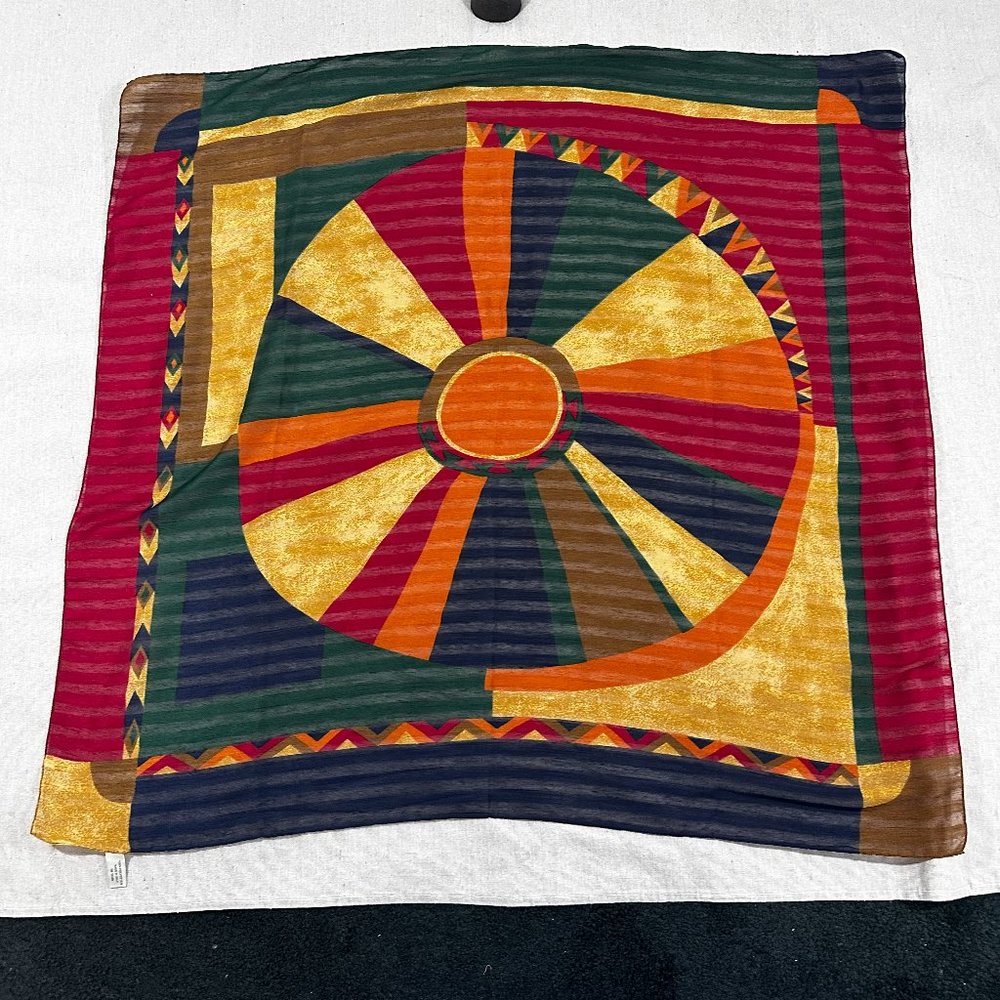 Vintage Abstract Modern Artsy Scarf Retro  100% Polyester Made in Italy